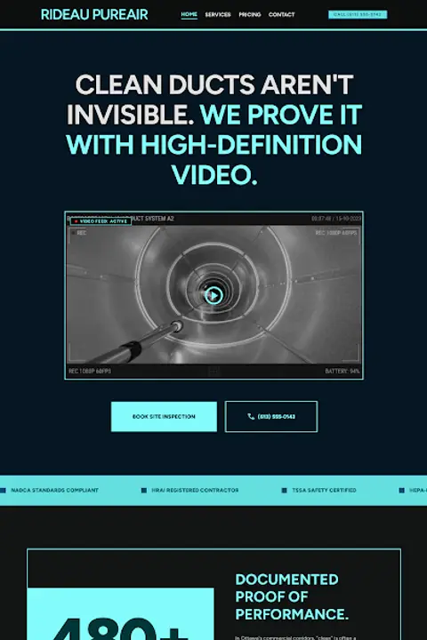 Industrial Pristine — Air Duct Cleaning website design