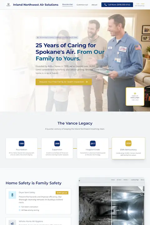 Inland Clinical Air — Air Duct Cleaning website design