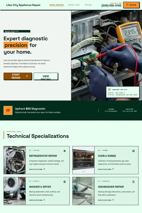 The Precision Blueprint — Appliance Repair website design