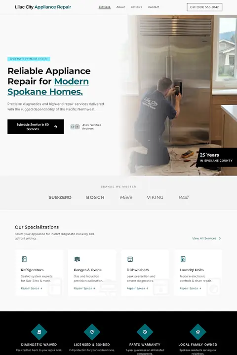 Monochrome Heritage — Appliance Repair website design