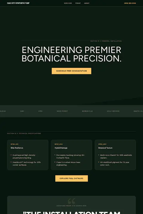 The Botanical Ledger — Artificial Grass Installation website design