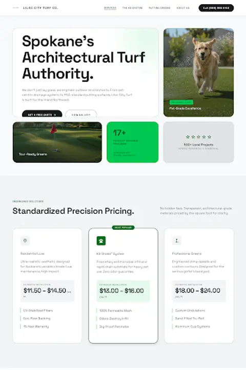 Inland Precision — Artificial Grass Installation website design