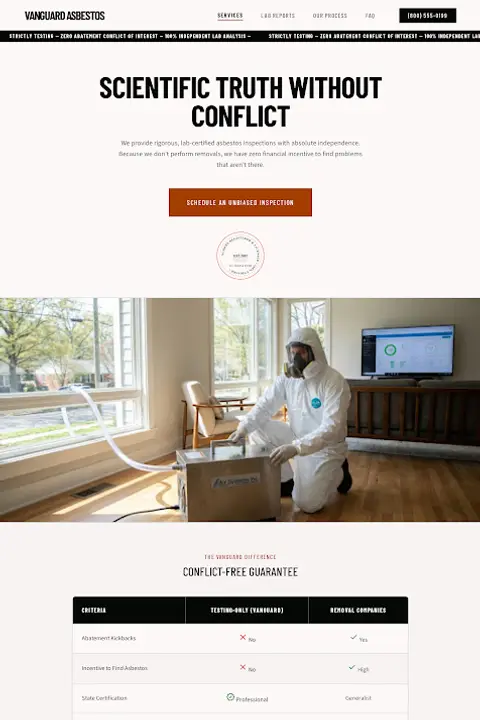 Vanguard Precision Environmental — Asbestos Testing & Removal website design