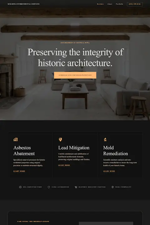 Historic Trust — Asbestos Testing & Removal website design