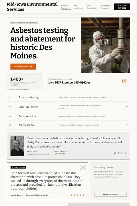 The Safety Dossier — Asbestos Testing & Removal website design