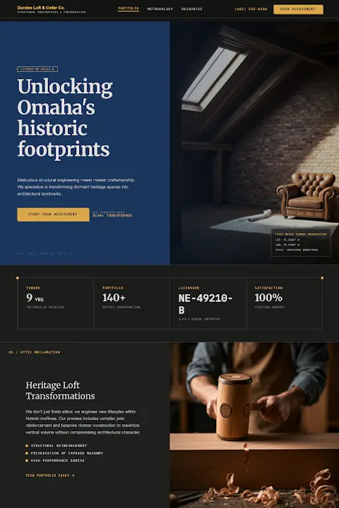 The Master Blueprint — Attic & Basement Finishing website design
