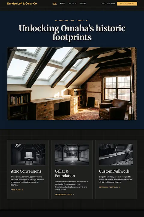The Master Blueprint — Attic & Basement Finishing website design