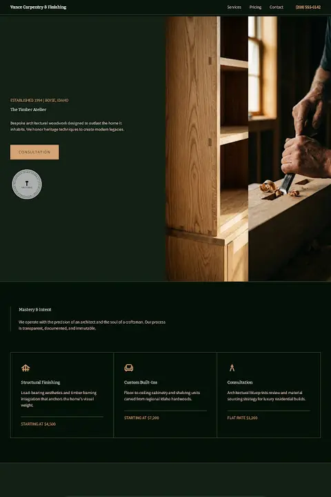 Timber Atelier — Attic & Basement Finishing website design
