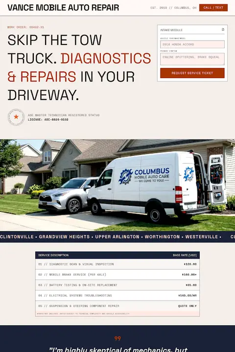 The Master Ledger — Auto Repair website design