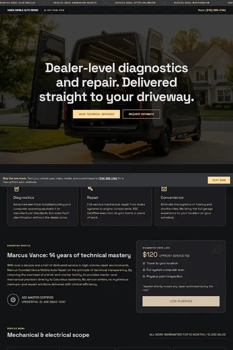 The Master’s Manifest — Auto Repair website design