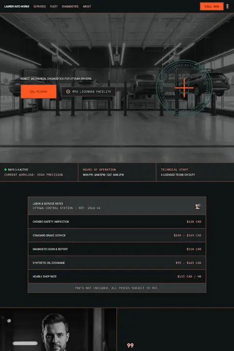 Industrial Precision — Auto Repair website design