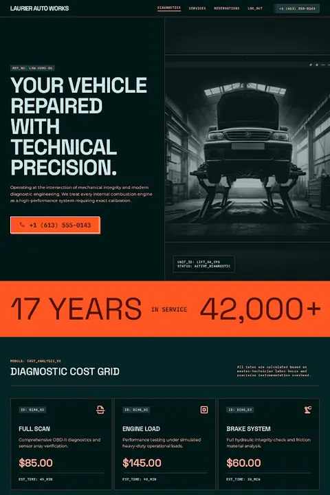 Heavy Industrial Swiss — Auto Repair website design