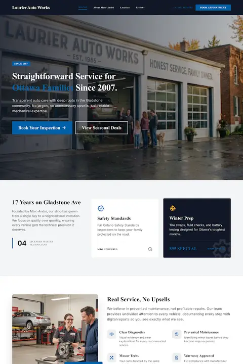 Industrial Integrity — Auto Repair website design