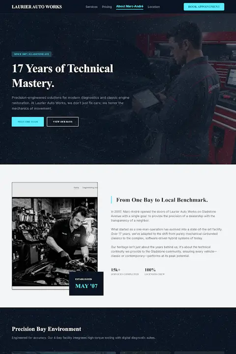 Industrial Integrity — Auto Repair website design
