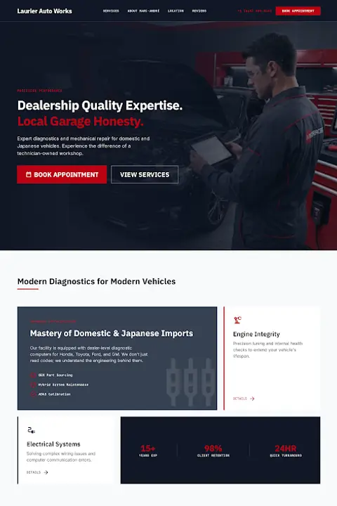 Industrial Integrity — Auto Repair website design