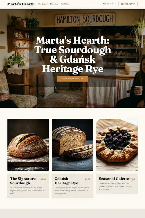 The Baker's Ledger — Bakery website design
