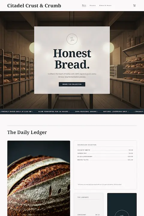 Citadel Crust & Crumb — Bakery website design