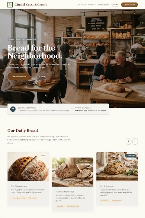Citadel Crust & Crumb — Bakery website design