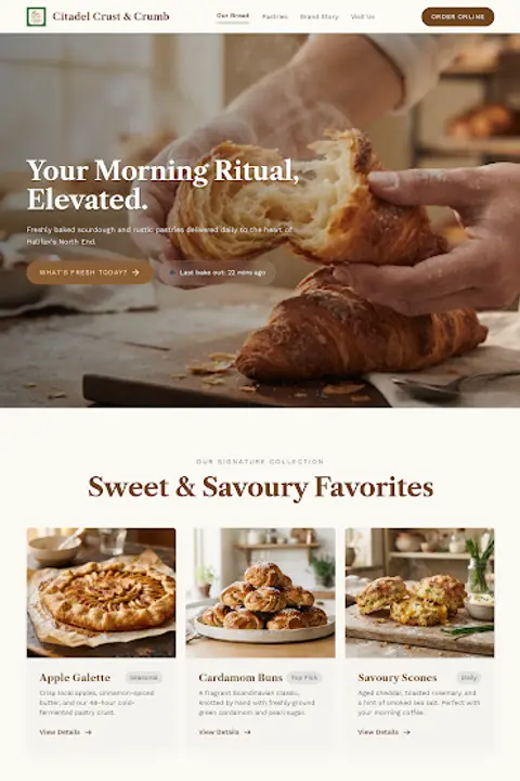 Citadel Crust & Crumb — Bakery website design