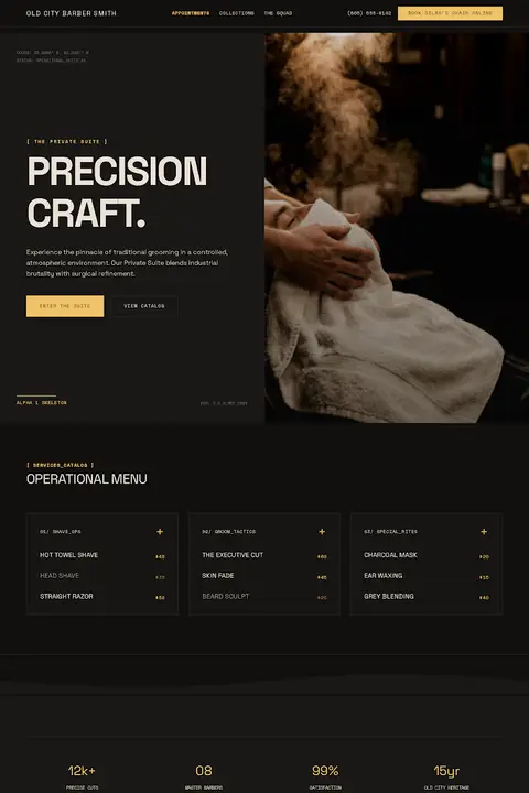 Technical Heritage — Barber website design