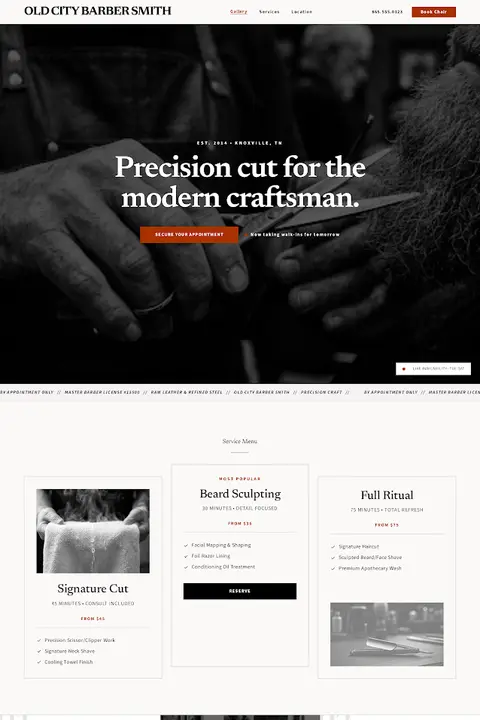 Old City Master — Barber website design