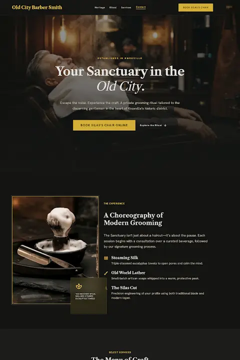 Heritage & Precision — Barber website design