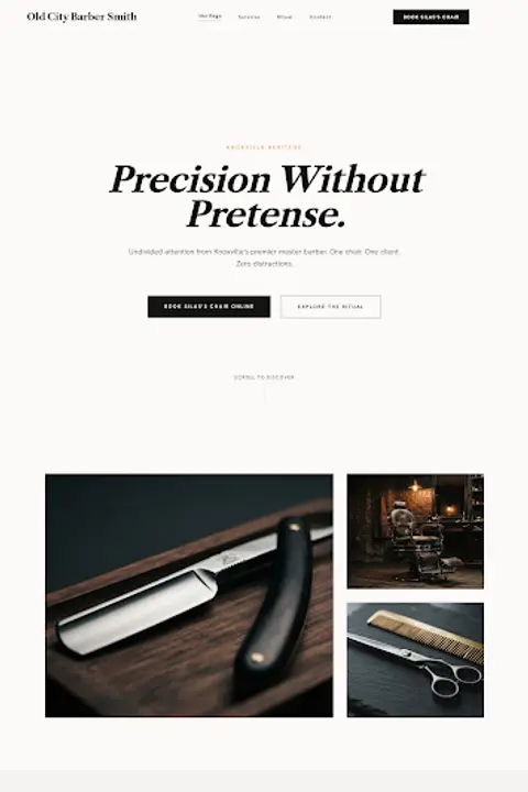 Heritage & Precision — Barber website design