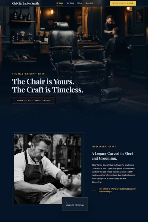 Midnight & Gold Luxury — Barber website design