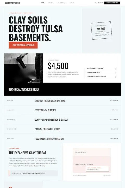 The Soil Engineering Dossier — Basement Waterproofing website design
