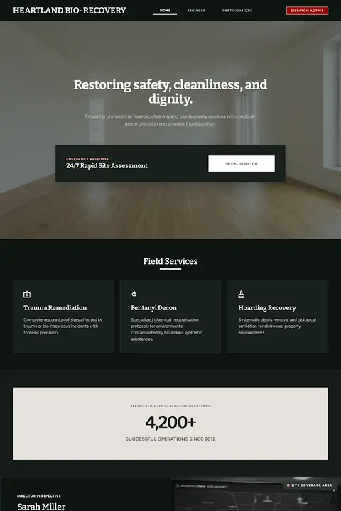 Clinical Rigour — Biohazard & Hoarding Cleanup website design