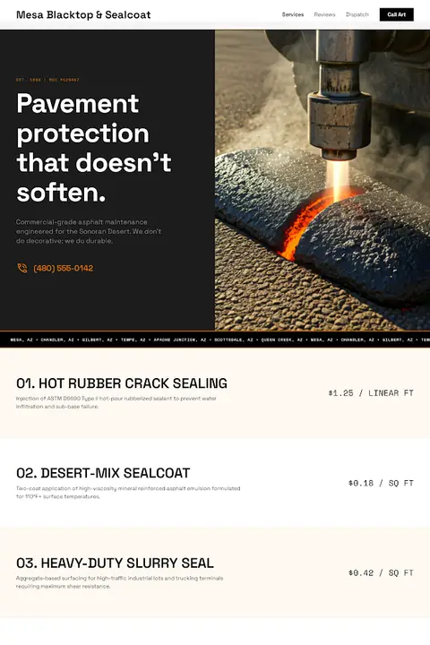 Desert-Pavement Blueprint — Blacktop & Asphalt Contractor website design