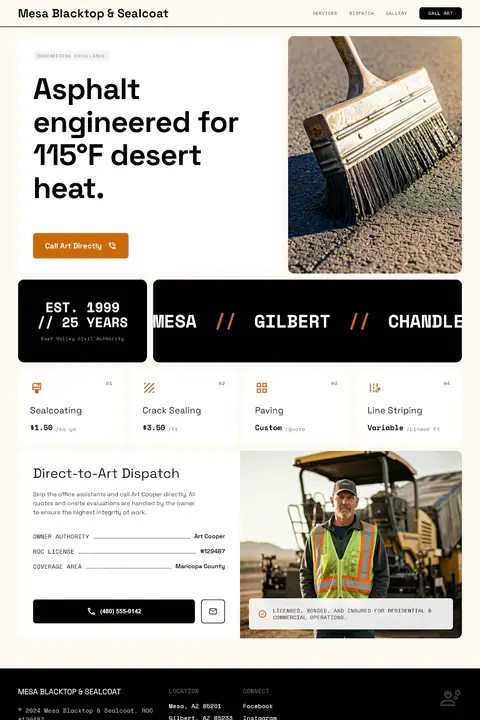 Desert-Pavement Blueprint — Blacktop & Asphalt Contractor website design