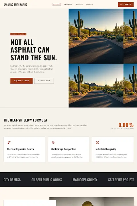Saguaro Infrastructure Framework — Blacktop & Asphalt Contractor website design