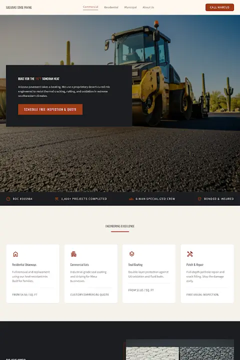 Saguaro Infrastructure Framework — Blacktop & Asphalt Contractor website design