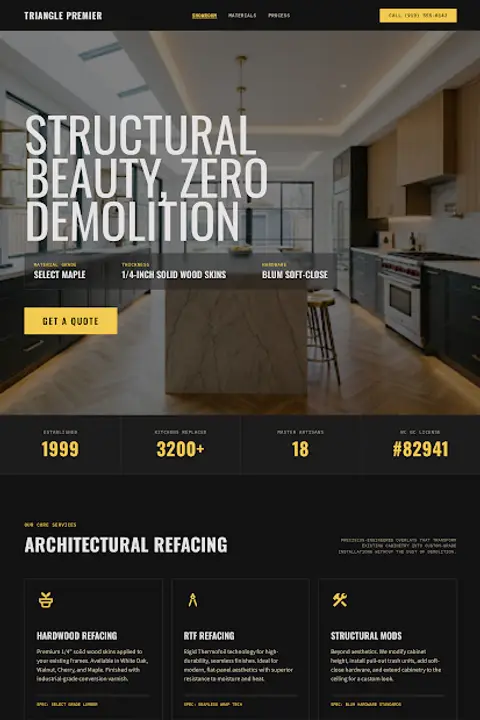 Architectural Joinery — Cabinet Refacing website design