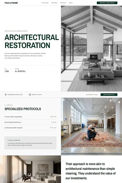 The Restoration Folio — Carpet & Rug Cleaning website design