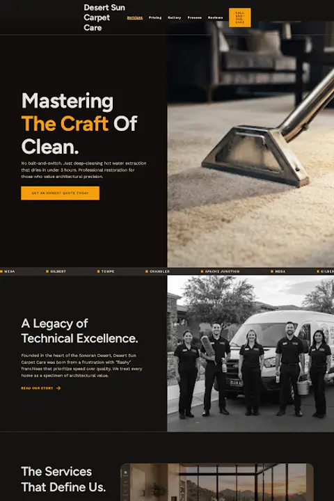 Obsidian & Amber Architectural System — Carpet & Rug Cleaning website design