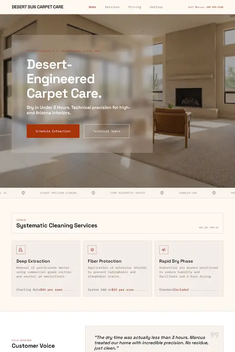 The Precision Dust-Grid — Carpet & Rug Cleaning website design
