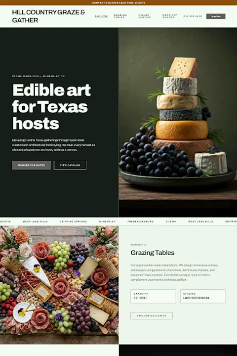The Culinary Lookbook — Catering website design