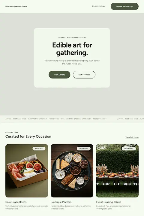 Wild Olive & Oatmeal — Catering website design