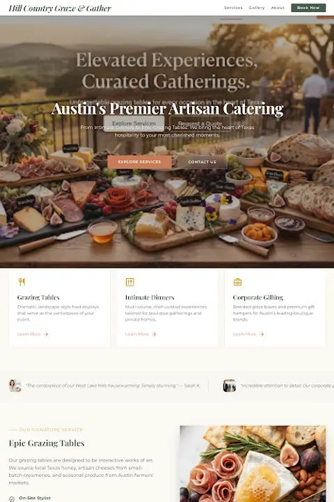Modern Rustic Chic — Catering website design