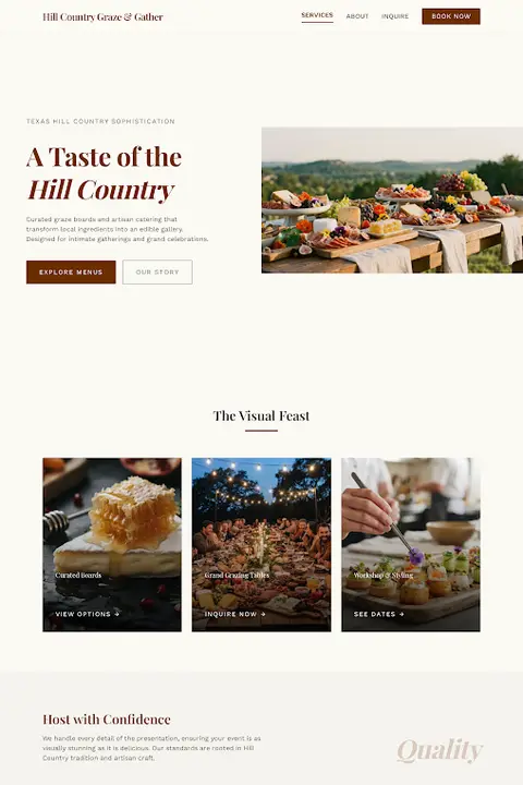 Hill Country Graze & Gather — Catering website design