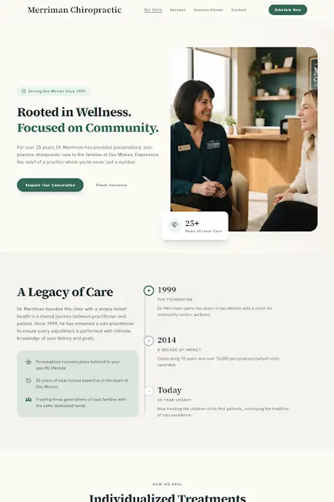 Serene Alignment — Chiropractor website design