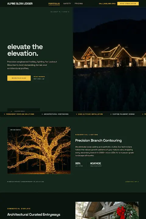 Alpine Glow Ledger — Christmas Light Installation website design