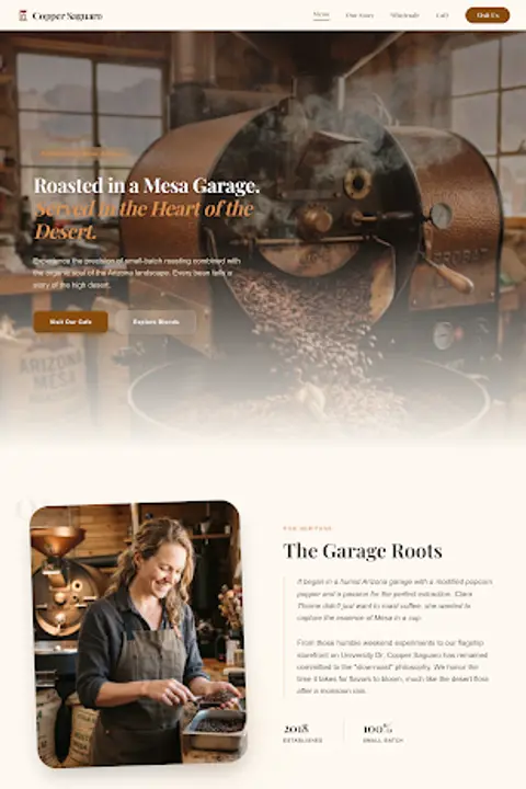 Desert Artisan — Coffee Shop website design