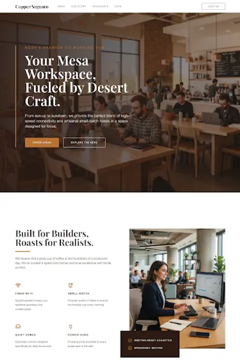Desert Artisan — Coffee Shop website design