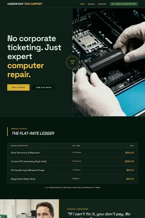 The Master Bench — Computer Repair & IT Support website design