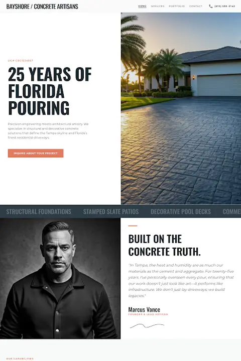 Cured Precision — Concrete Contractor website design