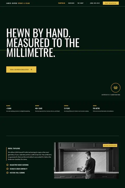 The Mason's Folio — Countertop Installation website design