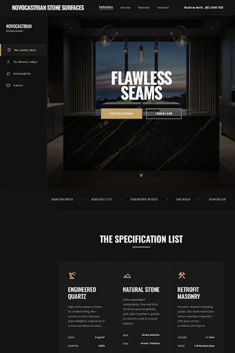 The Monolithic Cut — Countertop Installation website design